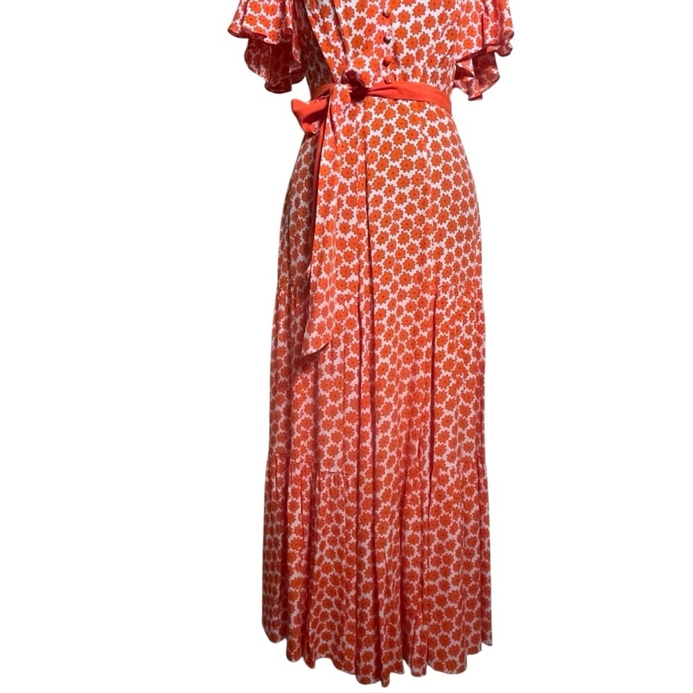 Diane Von Furstenberg Leila Daisy Dots Tiered Flutter Sleeve Midi Dress Sz. 6 - Picture 6 of 12